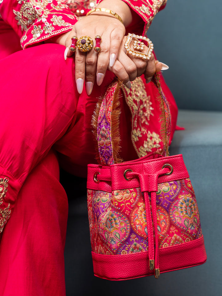 Rani Pink Meher Bucket Bag - Suave Bags