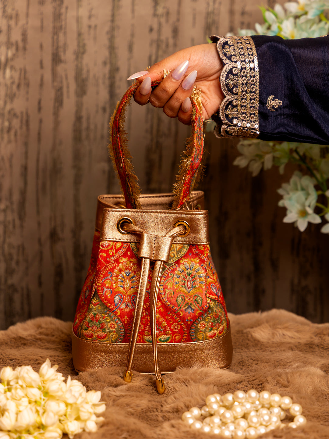 Red Meher Bucket Bag