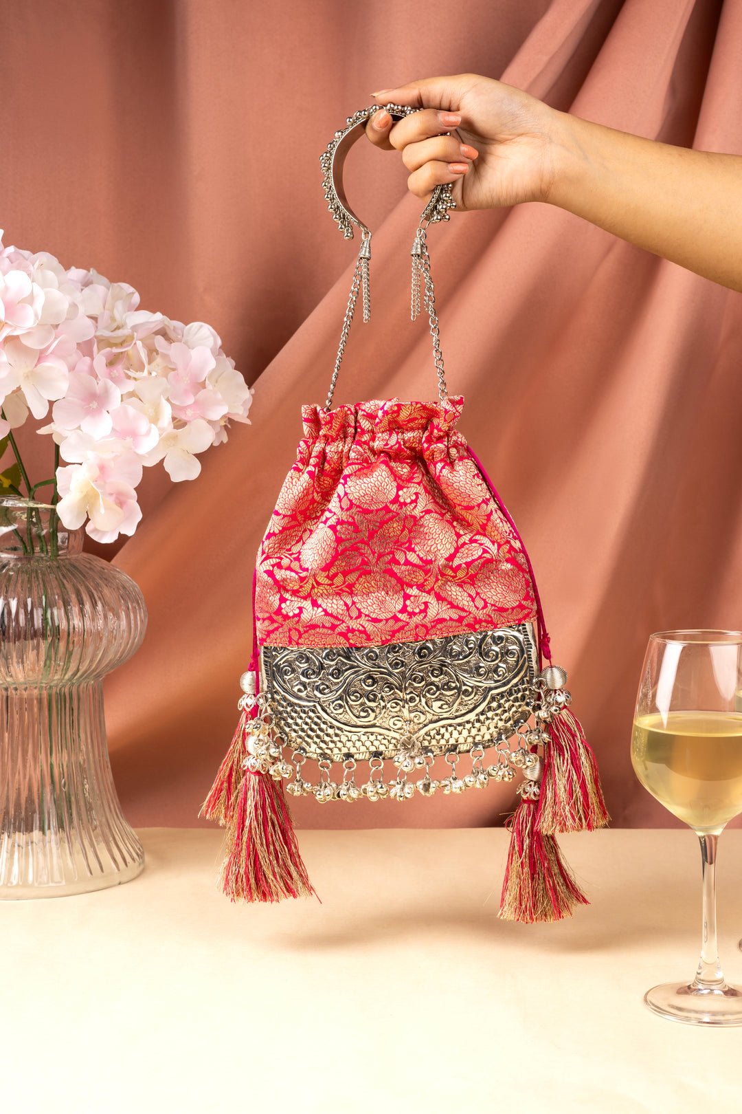 Pink Brocade Bliss Bag - Suave Bags