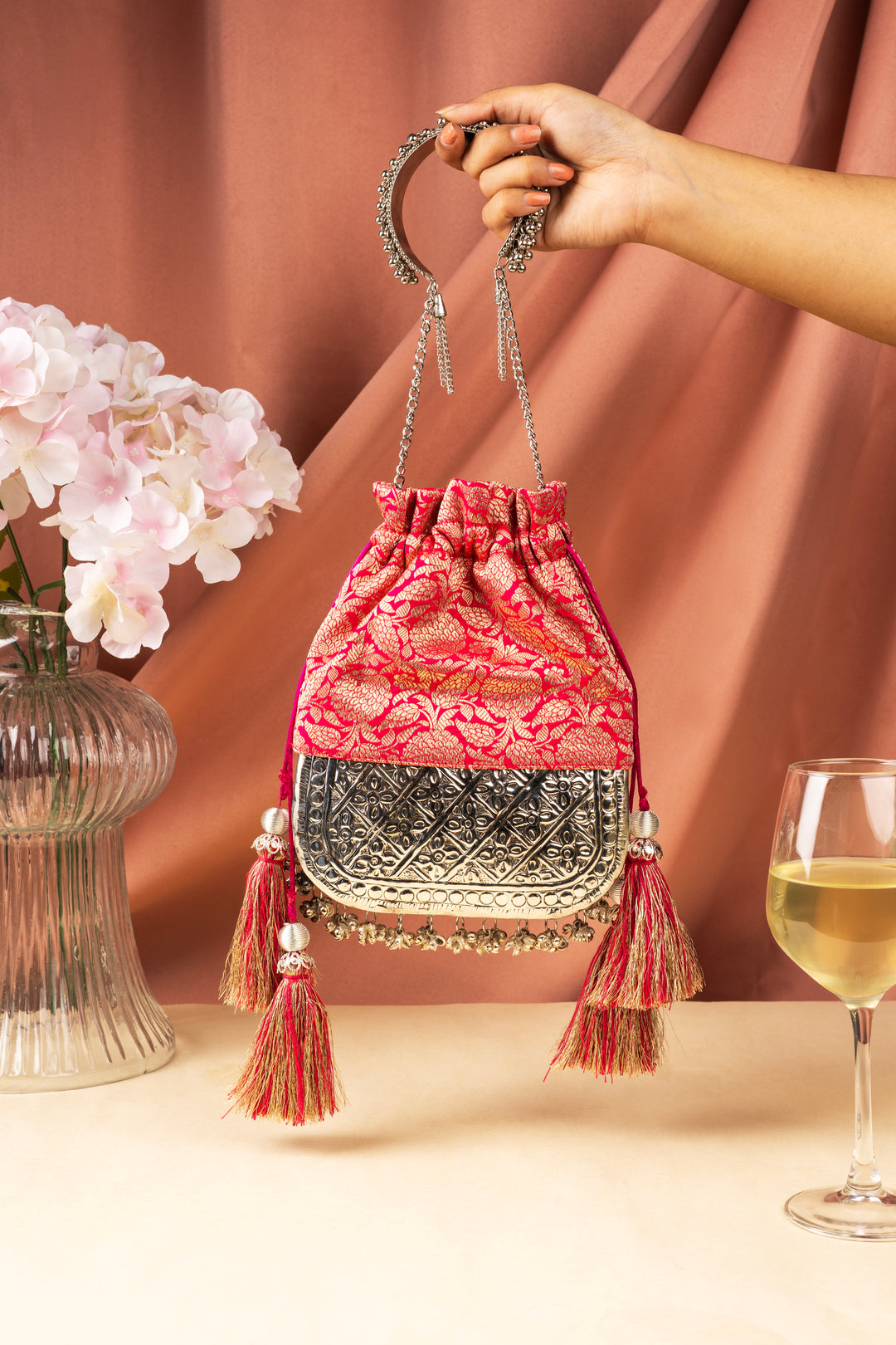 Pink Brocade Bliss Bag - Suave Bags