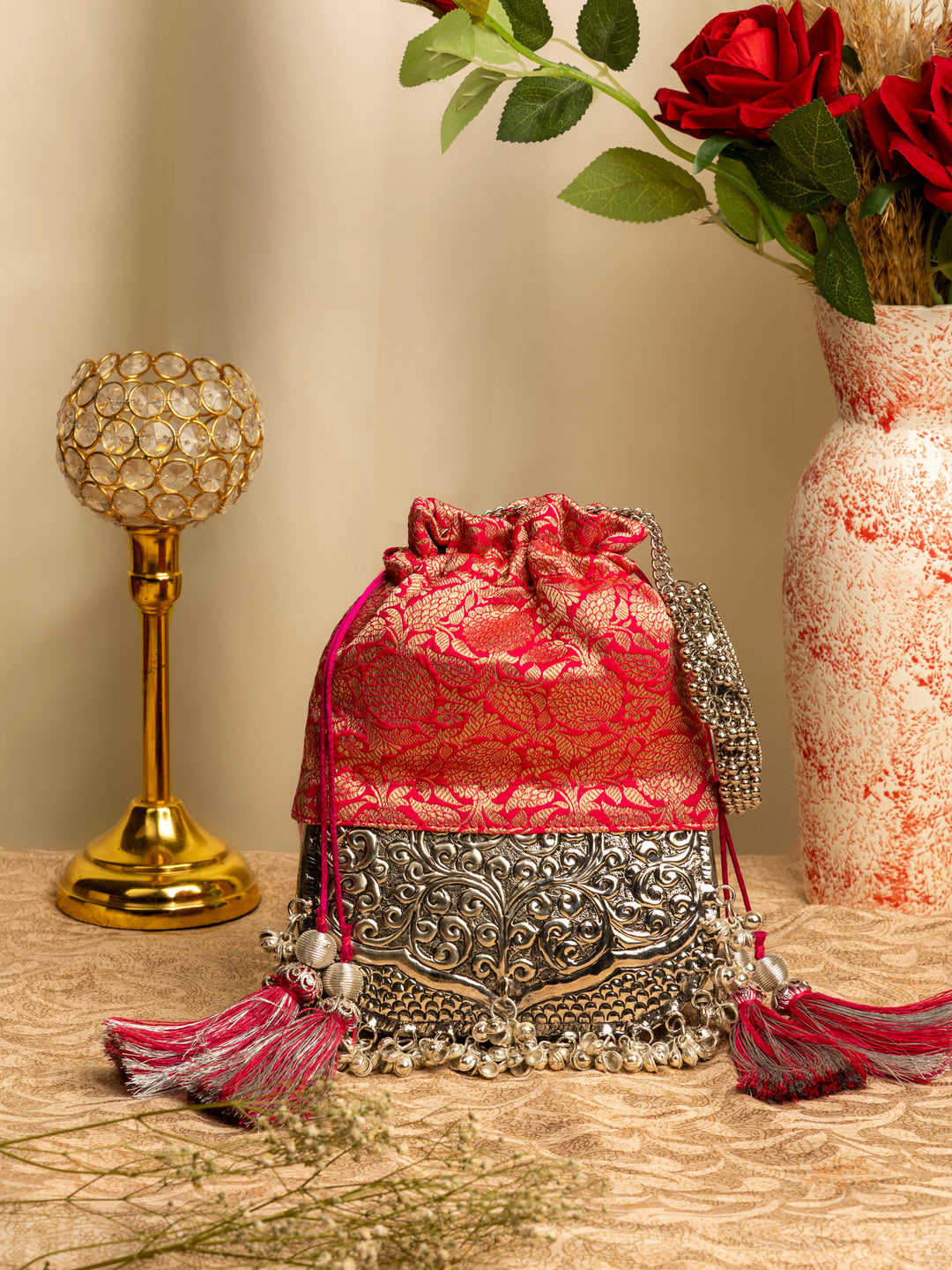 Pink Brocade Bliss Bag - Suave Bags