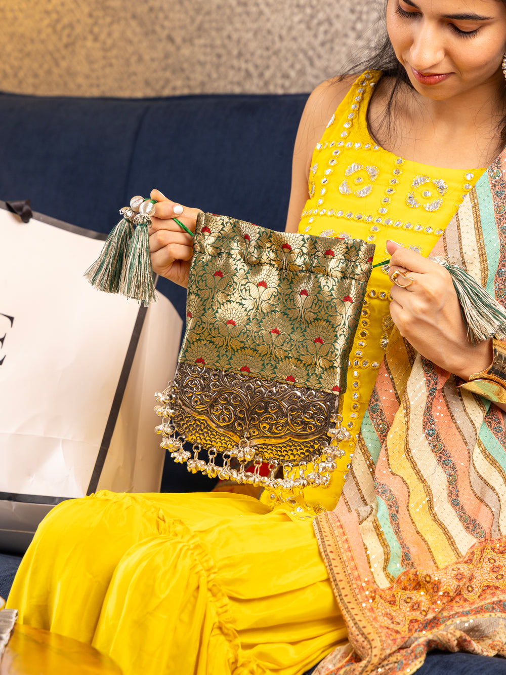 Green Brocade Bliss Bag - Suave Bags