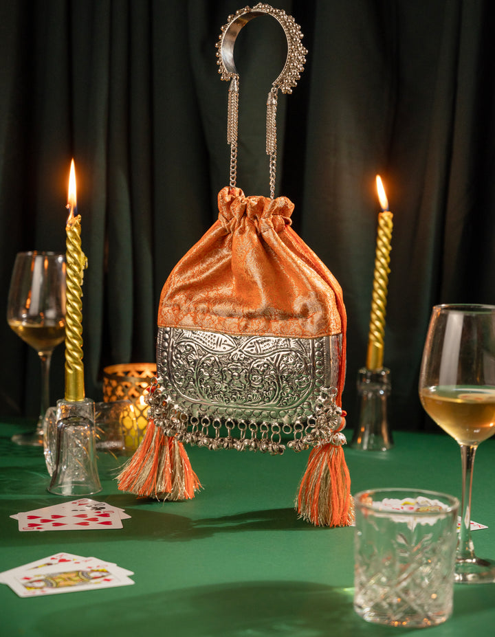 Orange Brocade Bliss Bag - Suave Bags