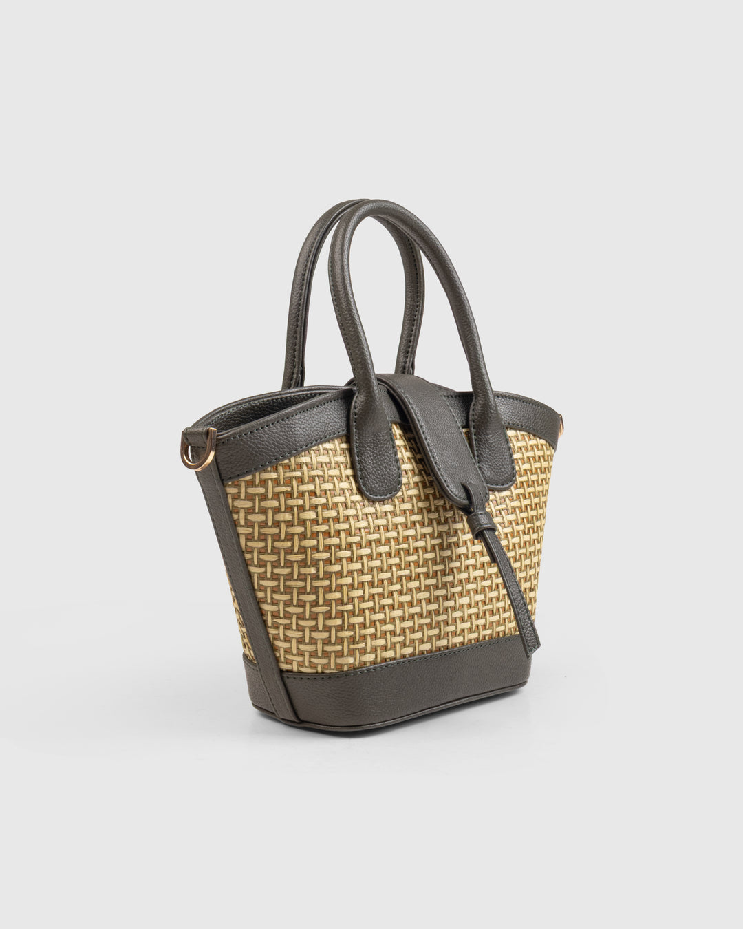 Solana Handbag – Handwoven Bamboo Cane & Vegan Leather Bag (Olive) - Suave Bags Default Title