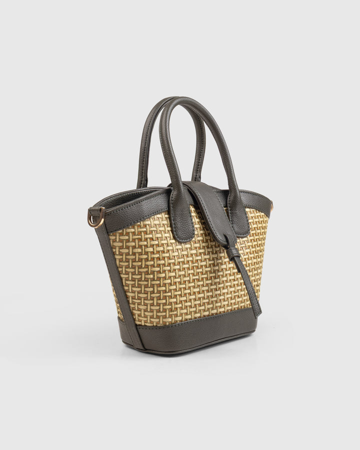 Solana Handbag – Handwoven Bamboo Cane & Vegan Leather Bag (Olive) - Suave Bags Default Title