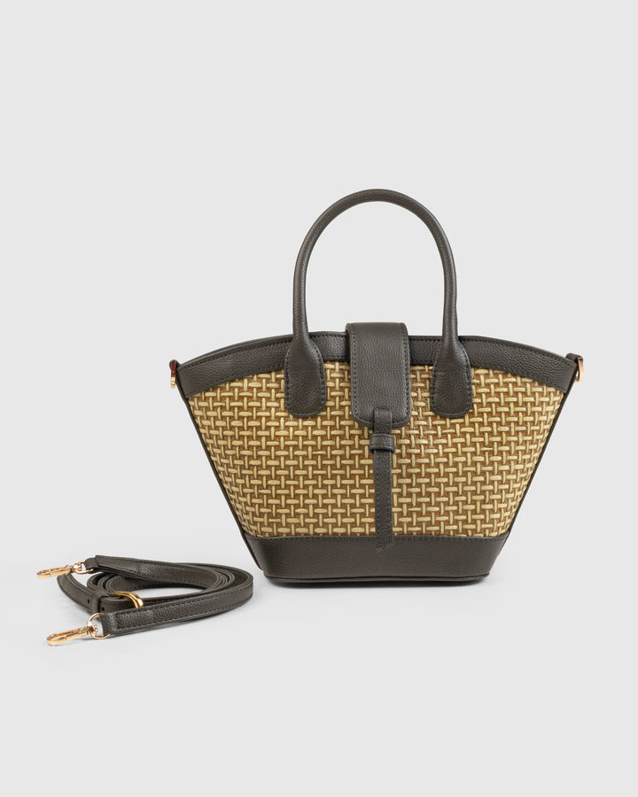 Solana Handbag – Handwoven Bamboo Cane & Vegan Leather Bag (Olive) - Suave Bags Default Title