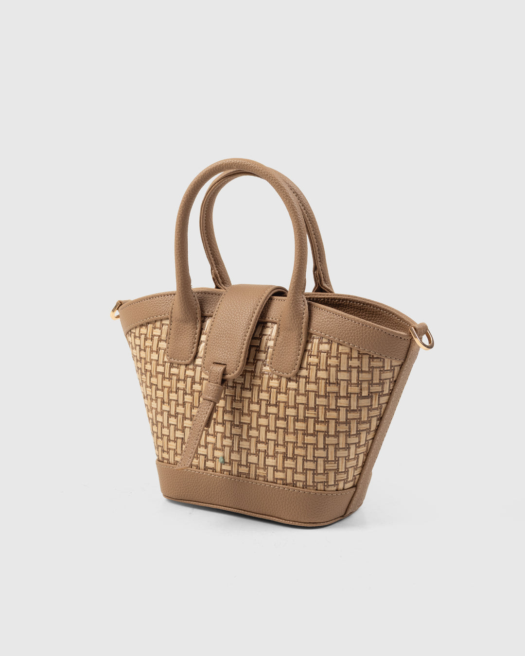 Solana Handbag – Handwoven Bamboo Cane & Vegan Leather Bag (Sand Taupe) - Suave Bags Default Title