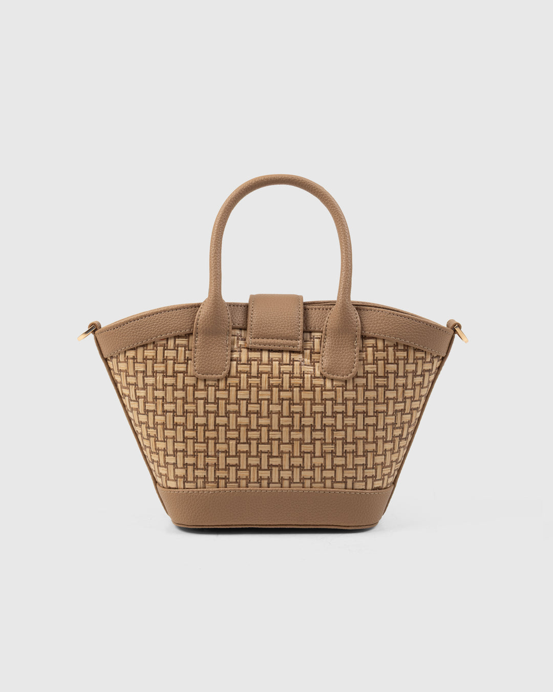 Solana Handbag – Handwoven Bamboo Cane & Vegan Leather Bag (Sand Taupe) - Suave Bags Default Title