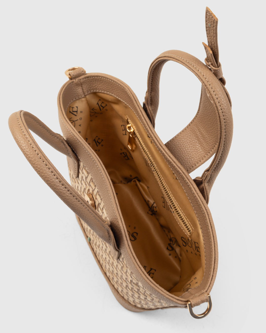 Solana Handbag – Handwoven Bamboo Cane & Vegan Leather Bag (Sand Taupe) - Suave Bags Default Title