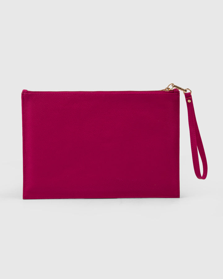 The Veve Envelope Clutch - Handwoven Bamboo Cane and Vegan Leather Wristlet (Pink) - Suave Bags Default Title