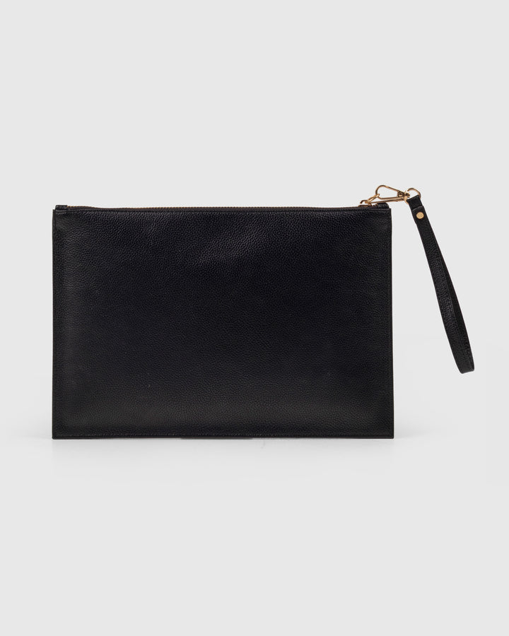 The Veve Envelope Clutch - Handwoven Bamboo Cane and Vegan Leather Wristlet (Natural Black) - Suave Bags Default Title