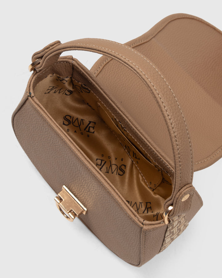 The Solara Satchel – Bamboo Cane & Vegan Leather Handbag (Tan Natural) - Suave Bags TAN