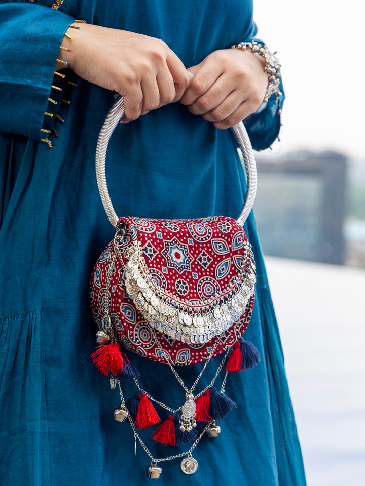 Maroon Jhoomar Ajrakh Handbag