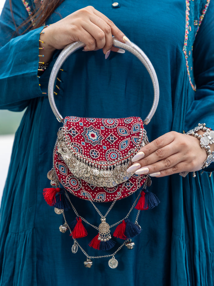 Maroon Jhoomar Ajrakh Handbag