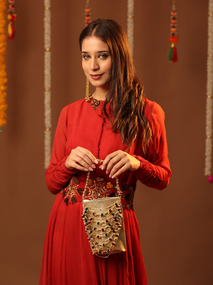 Zareen Gold Beaded Bag