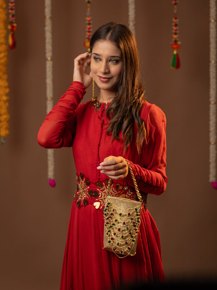 Zareen Gold Beaded Bag