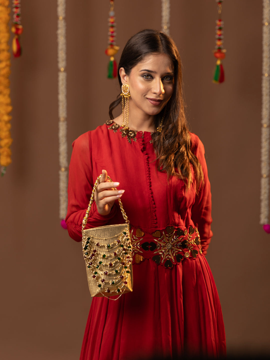 Zareen Gold Beaded Bag