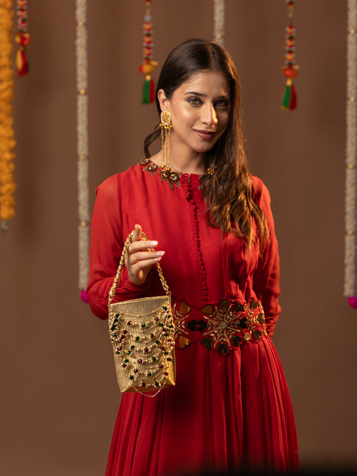 Zareen Gold Beaded Bag