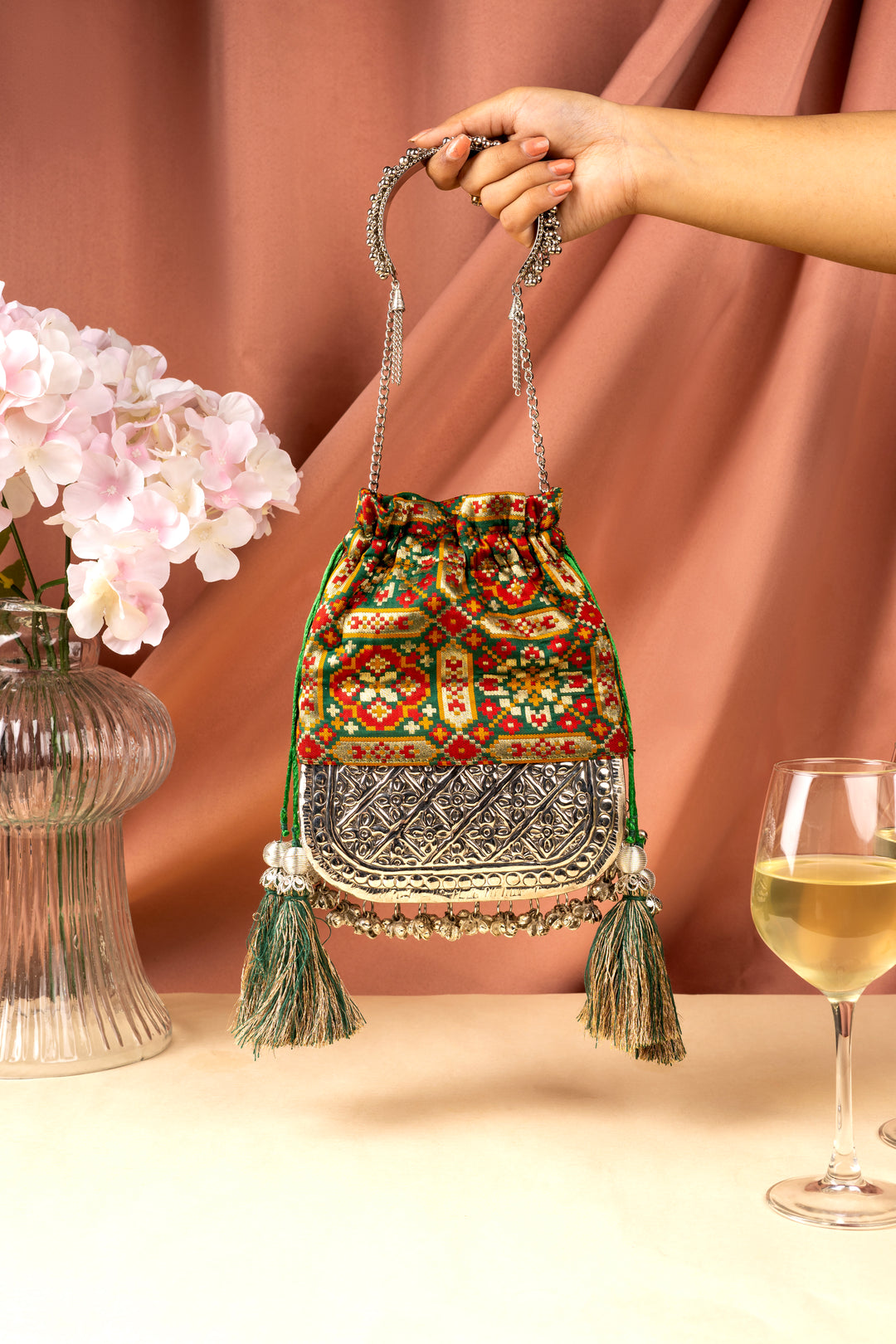 Bottle Green Patola Bliss Bag