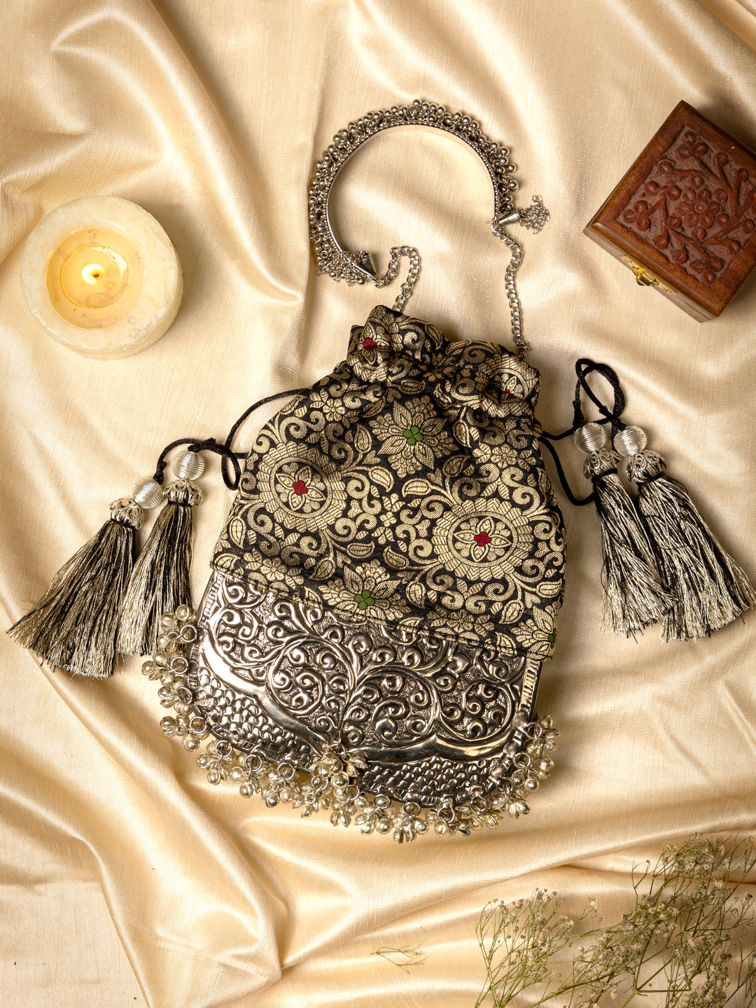 Black brocade bliss bag