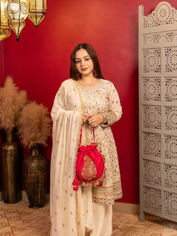 Gulzaar potli bag - Rani pink