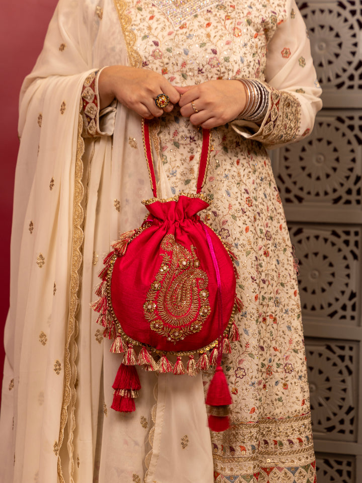 Gulzaar potli bag - Rani pink
