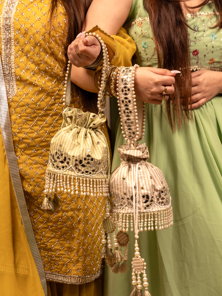 Aaina potli Bag - Off white