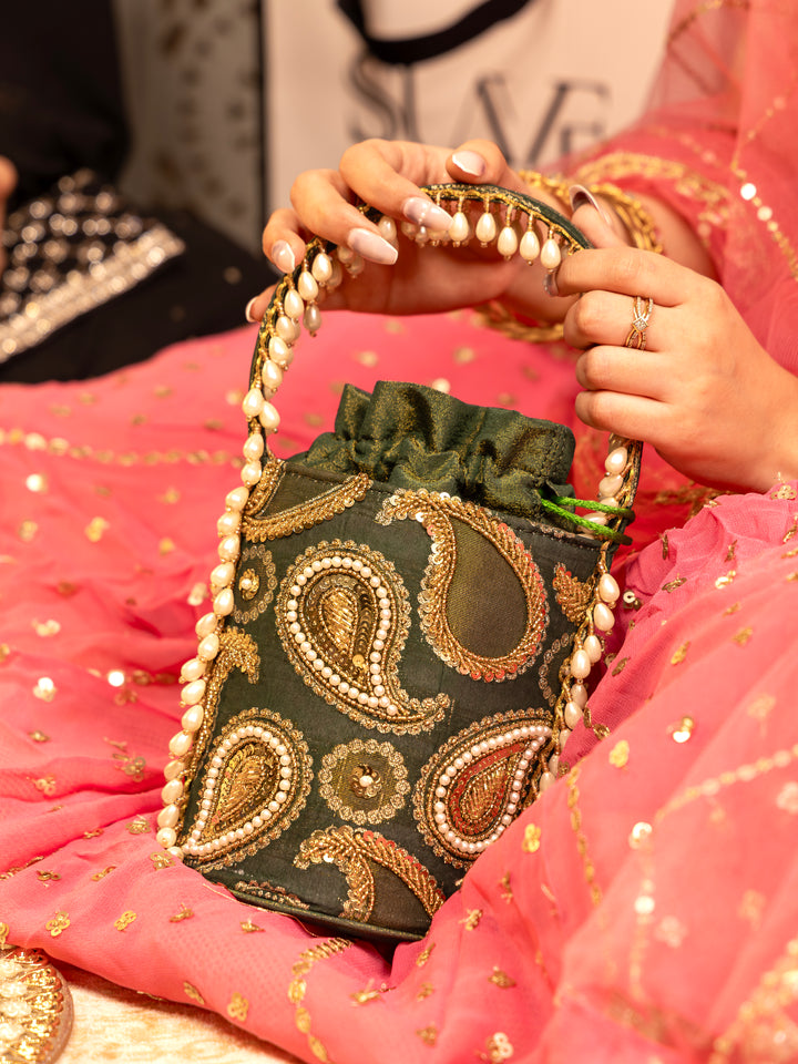 Mehraz Bucket Bag - Bottle Green