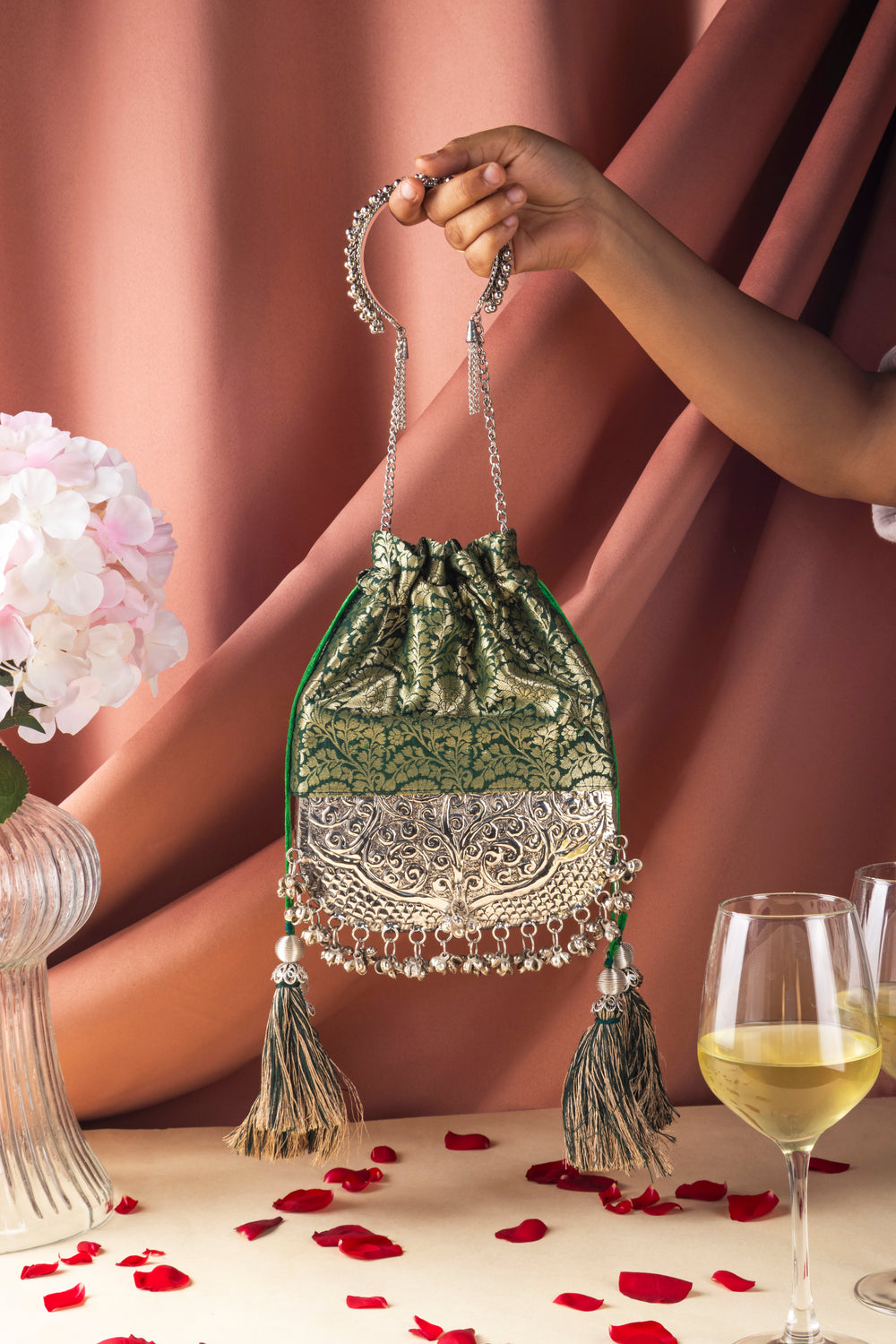 Green Brocade Bliss Bag - Suave Bags  #