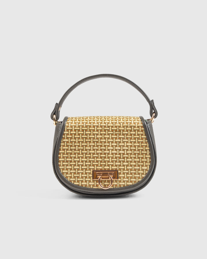 The Solara Satchel – Bamboo Cane & Vegan Leather Handbag (Olive Natural)