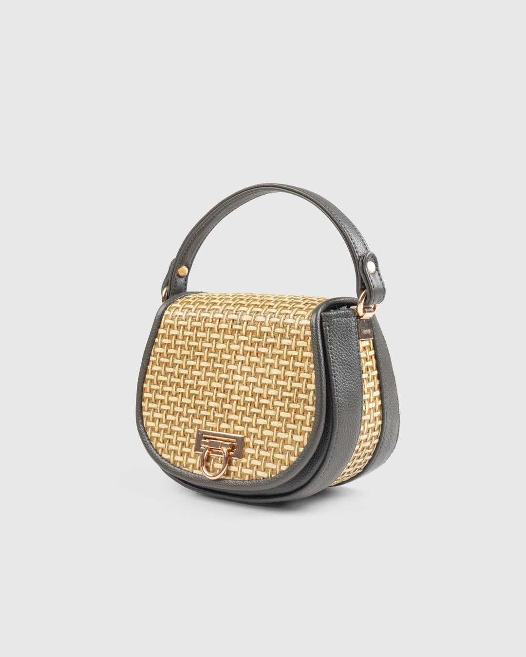 The Solara Satchel – Bamboo Cane & Vegan Leather Handbag (Olive Natural)