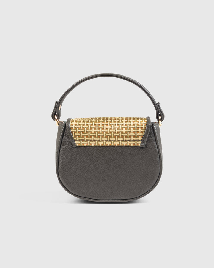 The Solara Satchel – Bamboo Cane & Vegan Leather Handbag (Olive Natural)