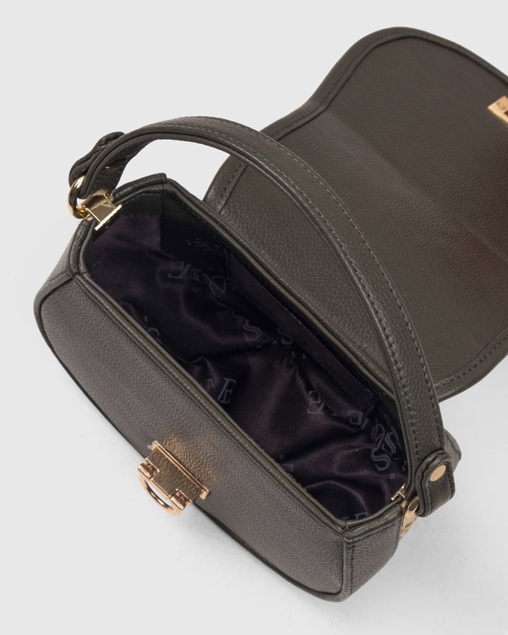 The Solara Satchel – Bamboo Cane & Vegan Leather Handbag (Olive Natural)