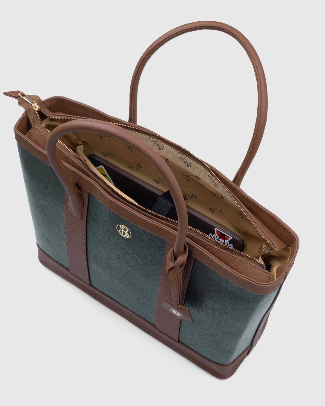 The Cambridge Classic Tote-Olive / tan Combo - Suave Bags  