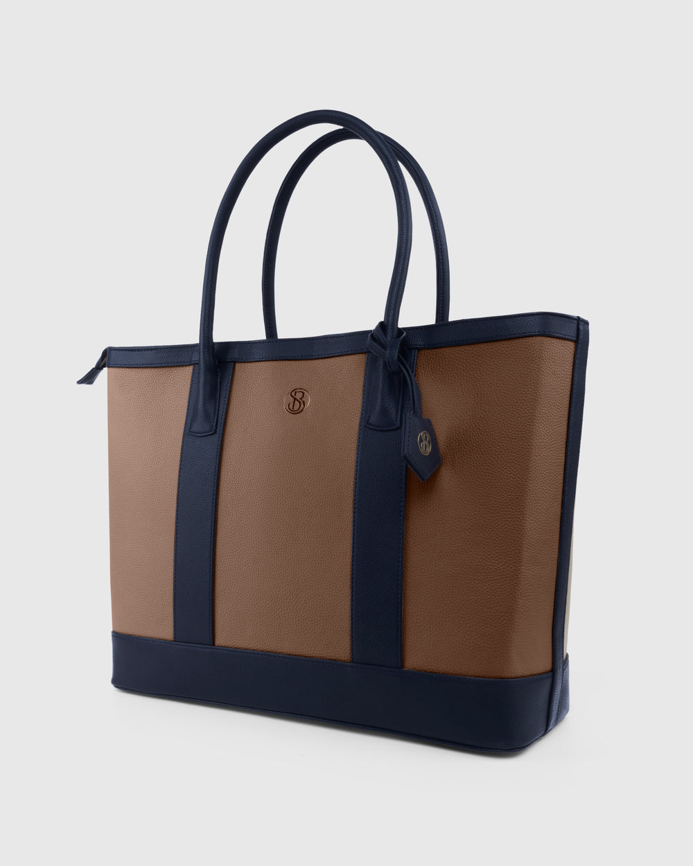 The Cambridge Classic Tote-Beige / navy combo - Suave Bags  #