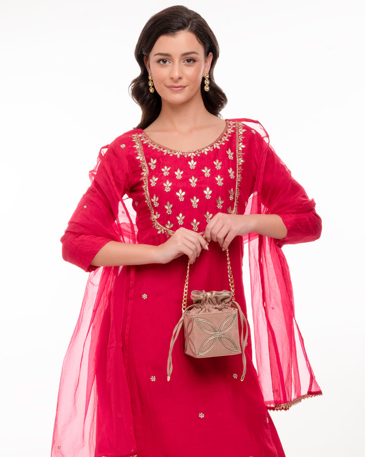 Rose Pink Kohinoor Potli Bag