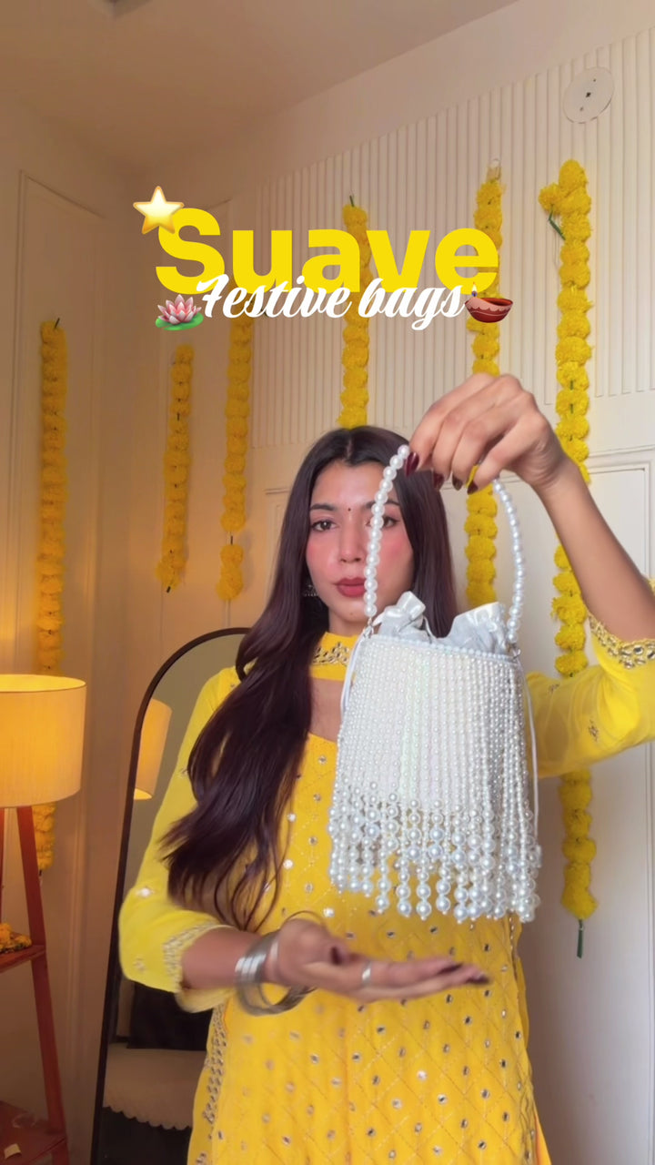 Pearl White Naaz Bucket Bag